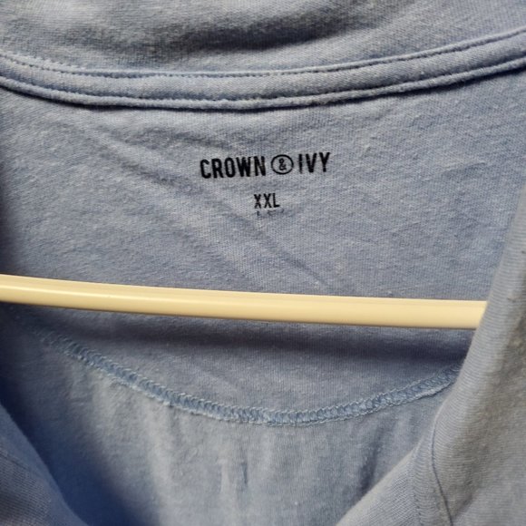 Crown & Ivy Light Blue S/S Open Neck XXL - Picture 2 of 3
